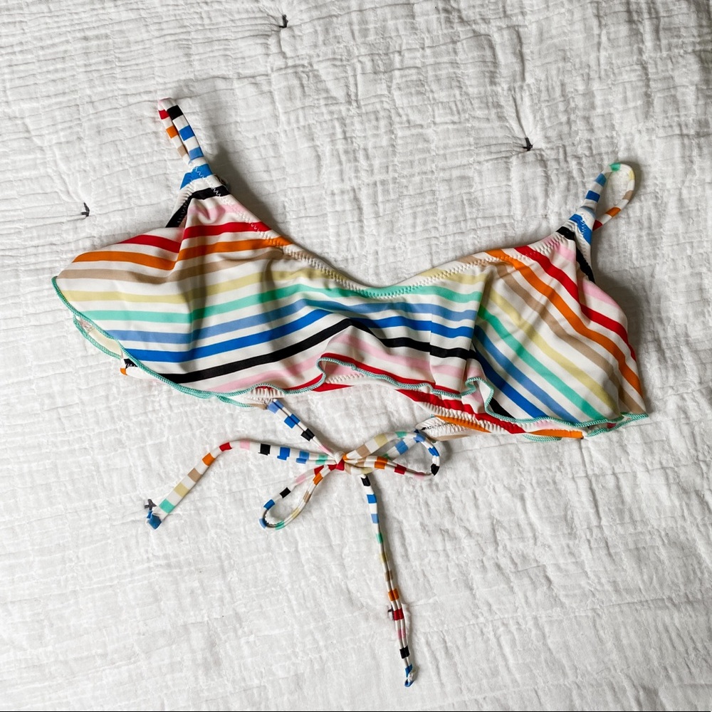 Modern Amusement Rainbow Striped Flutter Top